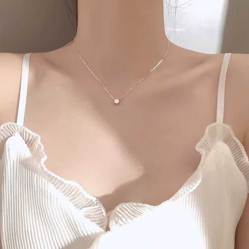 Collana Oro 14K Zircone Girocollo Elegante Donna