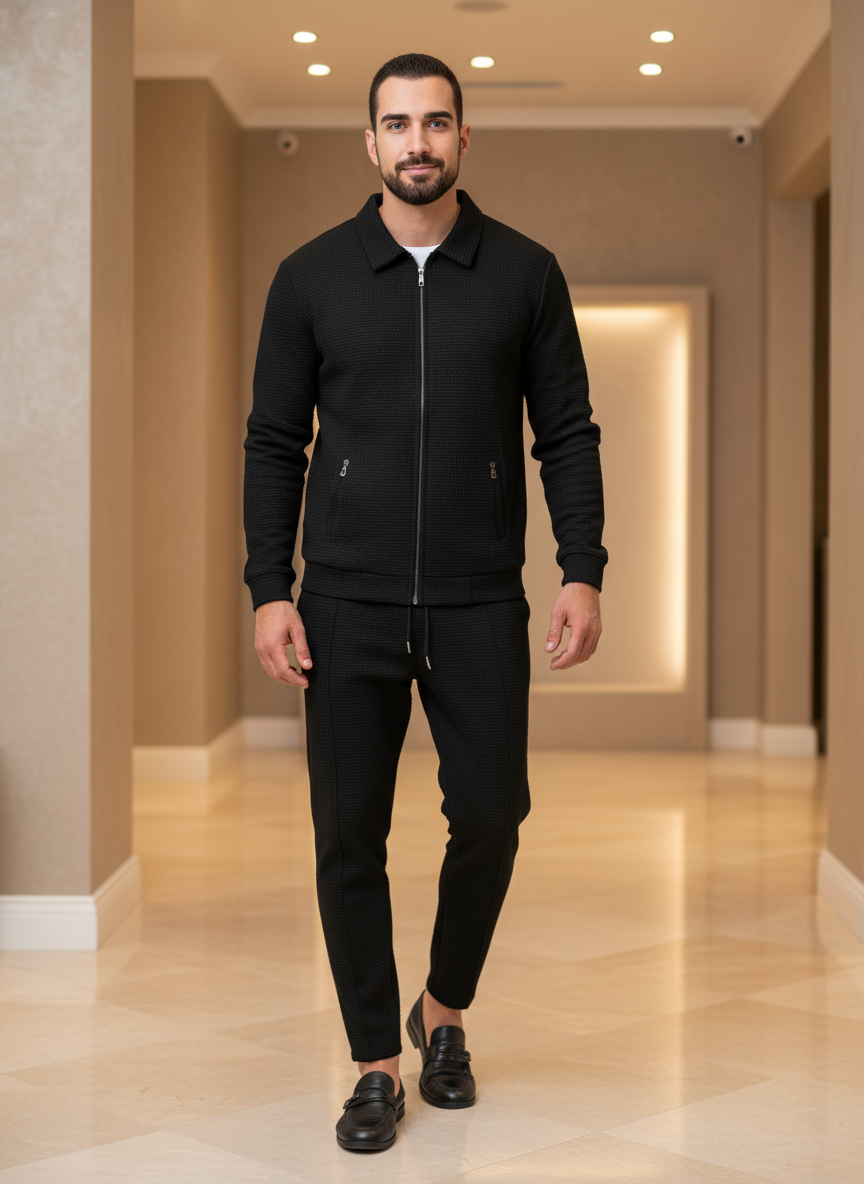 Completo Uomo Sportivo Waffle con Zip