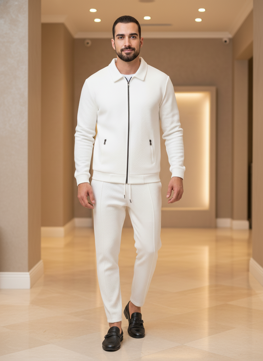 Completo Uomo Sportivo Waffle con Zip