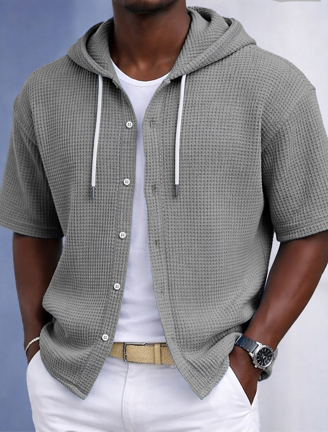 Camicia Uomo Nido d'Ape con Cappuccio